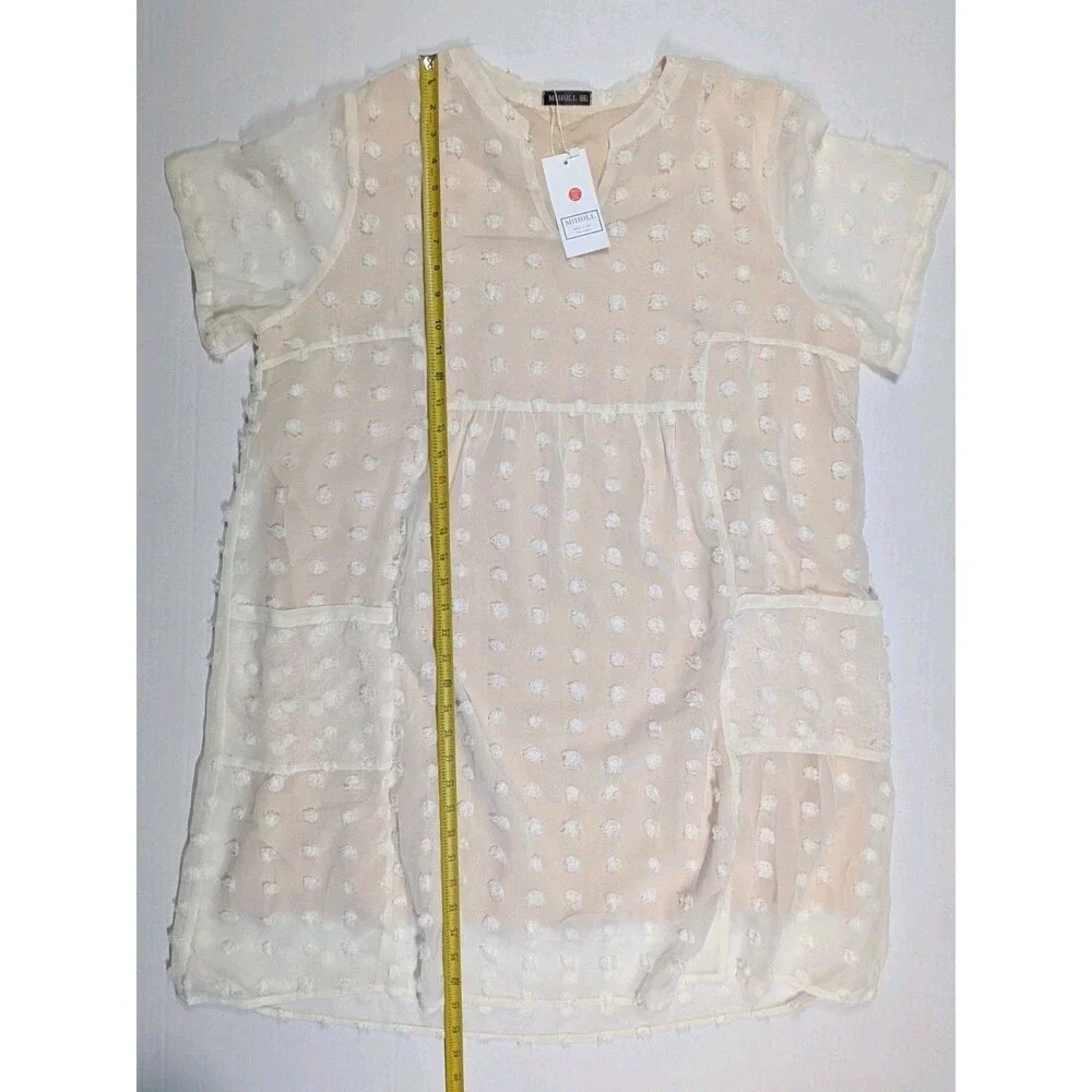 MIHOLL Dusty Pink & Ivory/Cream Swiss Dot Shift Dress XXL (2 dresses) - Picture 5 of 16